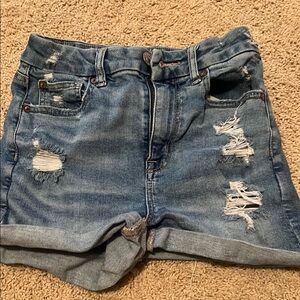 American Eagle Outfitters Blue Distressed Jean Shorts